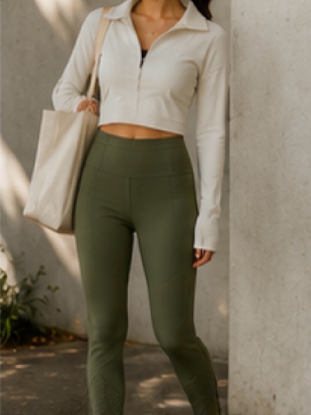 High-Rise Olive Green Pocket Leggings